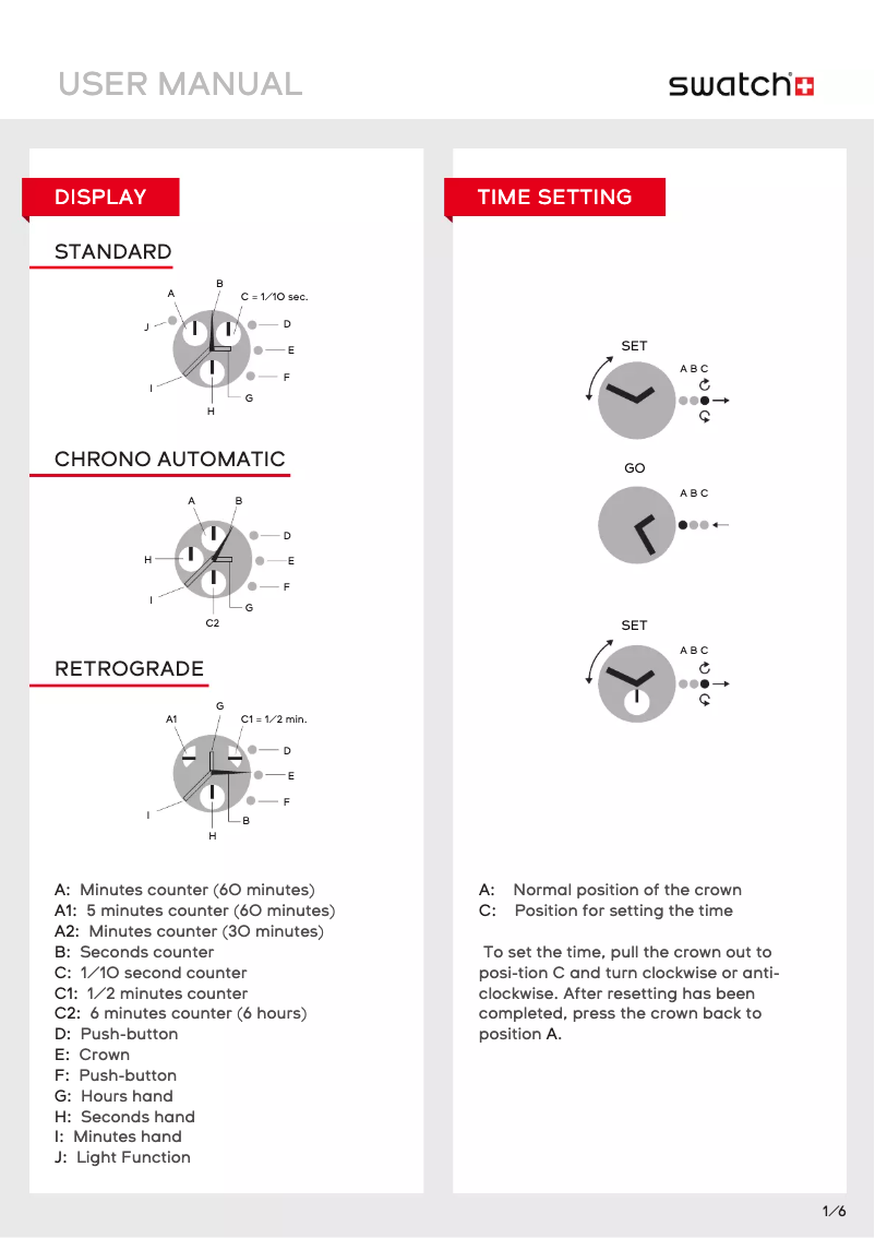 Page 1 de la notice Manuel utilisateur Swatch Chrono