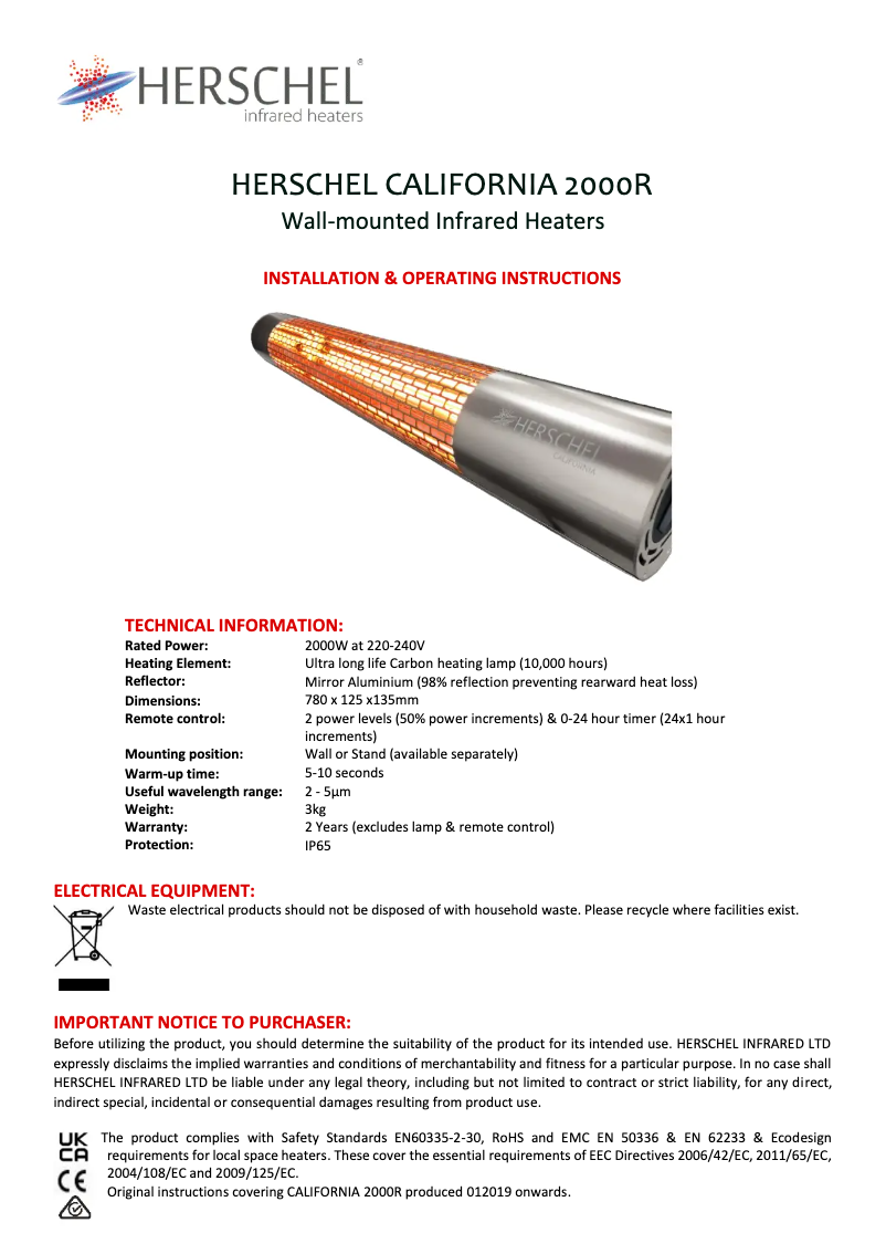 Image de la première page du manuel de l'appareil California