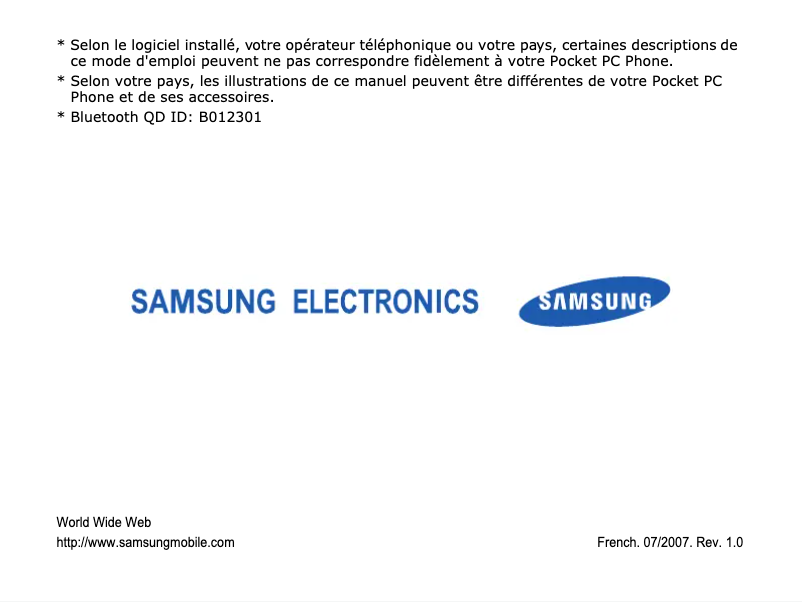 Page n°1 - Manuel utilisateur Samsung SGH-I710
