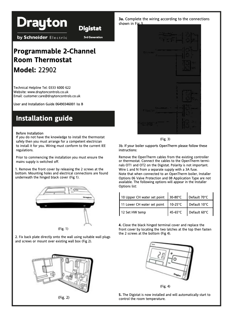 Page 1 de la notice Manuel utilisateur Drayton Digistat 22902