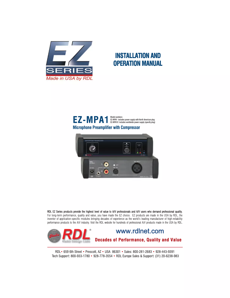Page 1 de la notice Manuel utilisateur RDL EZ-MPA1