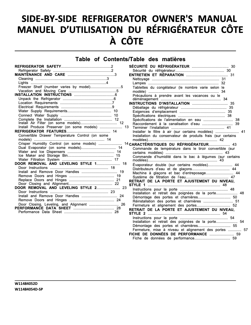 Page 1 de la notice Manuel utilisateur Amana ASI2575GRW