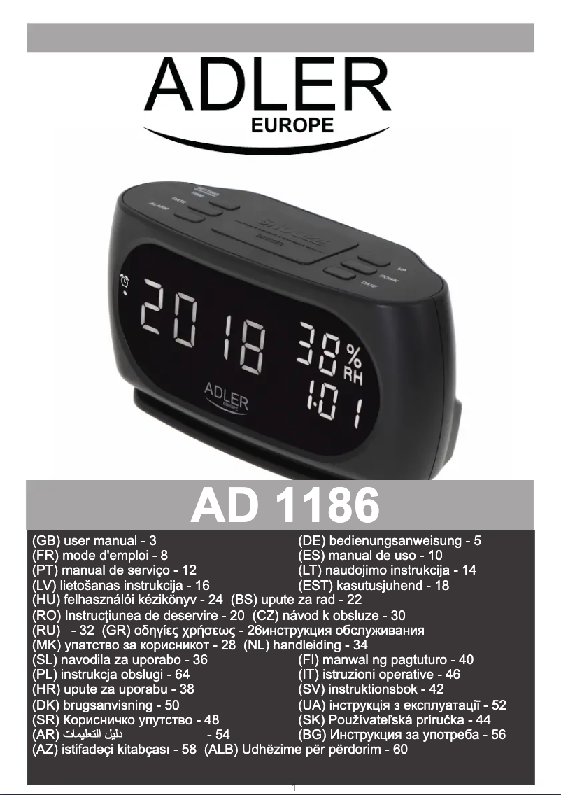 Page n°1 - Manuel utilisateur Adler AD 1186