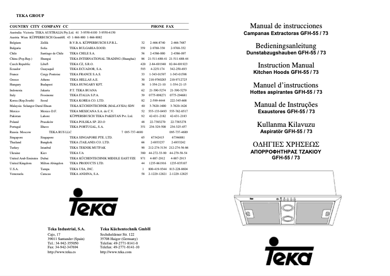 Page 1 de la notice Manuel utilisateur Teka GFH 55/73
