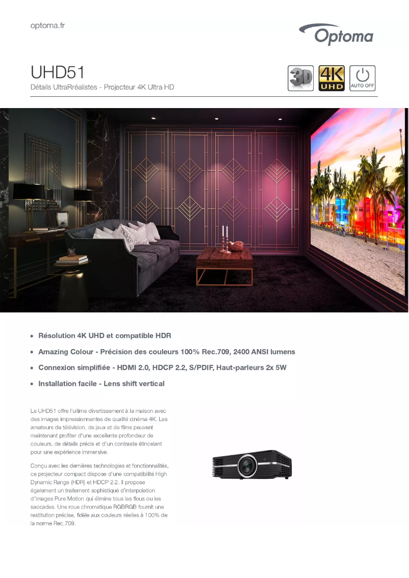 Image de la première page du manuel de l'appareil UHD51