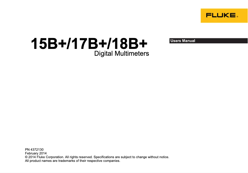 Page 1 de la notice Manuel utilisateur Fluke 15B+