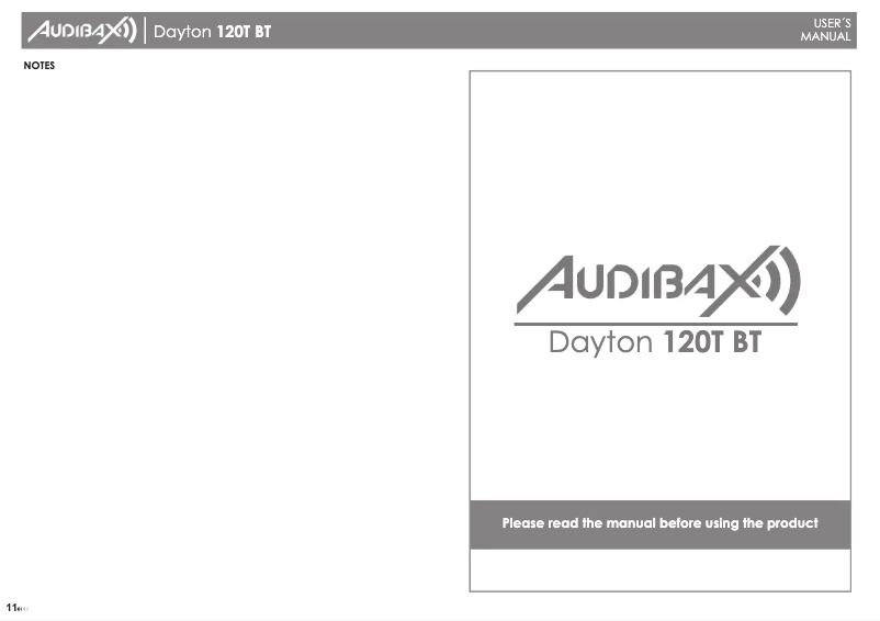 Page 1 de la notice Manuel utilisateur Audibax Dayton 120T BT