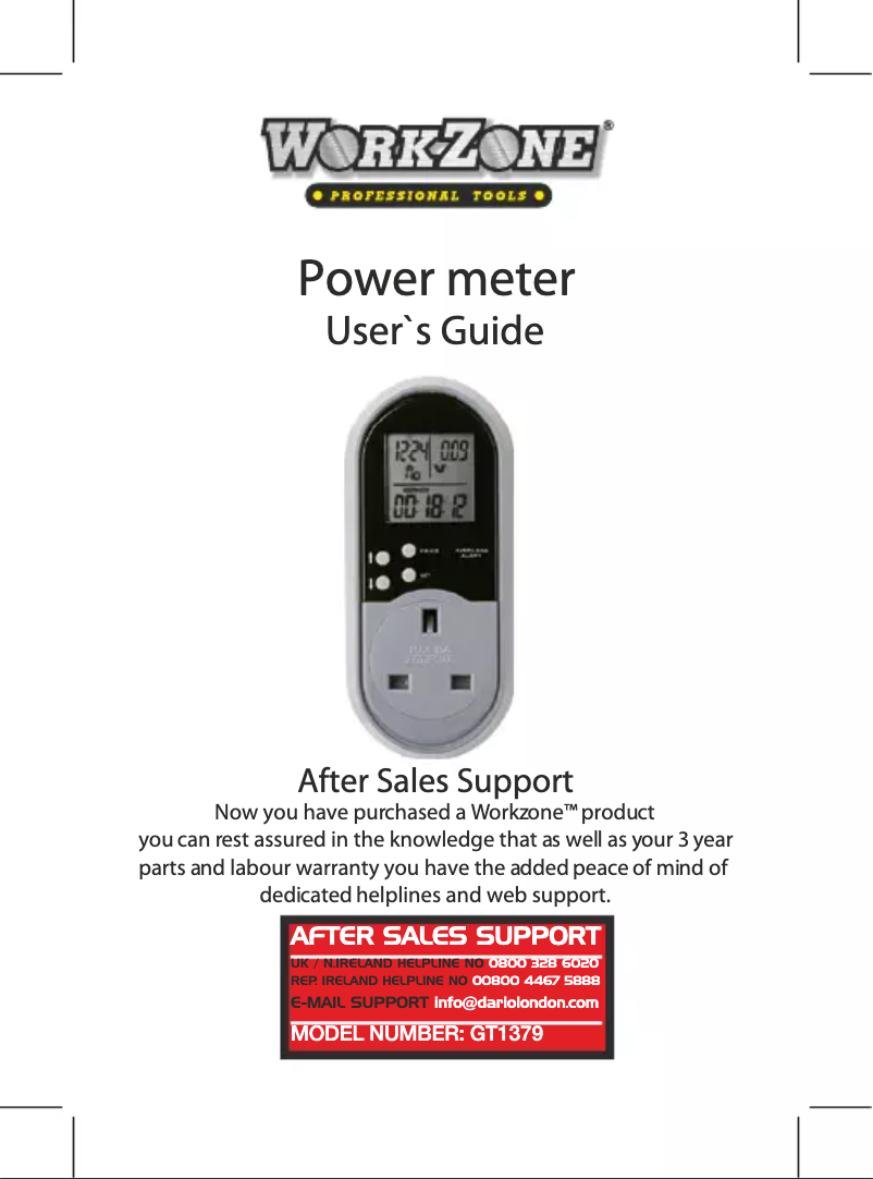 Page 1 de la notice Manuel utilisateur Workzone GT-PM-02