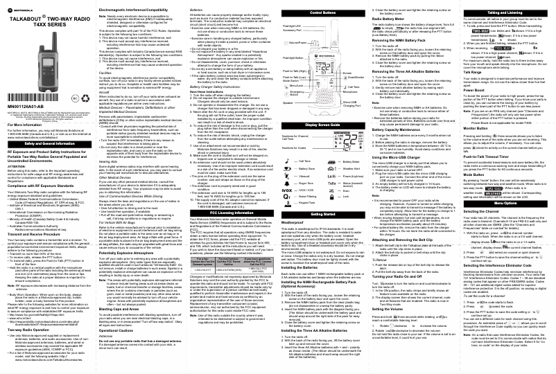 Page 1 de la notice Manuel utilisateur Motorola Talkabout T400