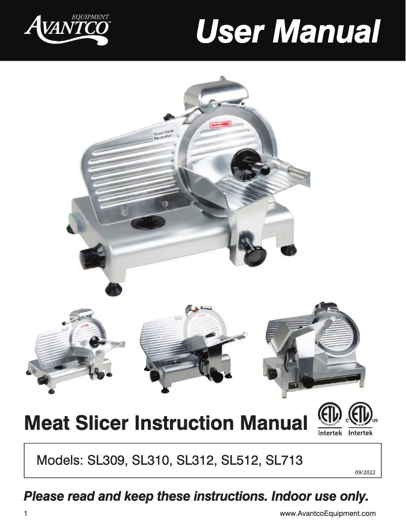 Page 1 de la notice Manuel utilisateur Avantco SL310