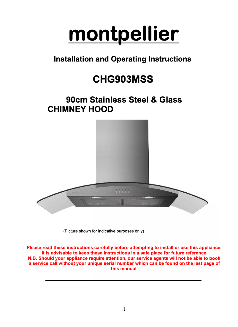 Page 1 de la notice Manuel utilisateur Montpellier CHG903MSS