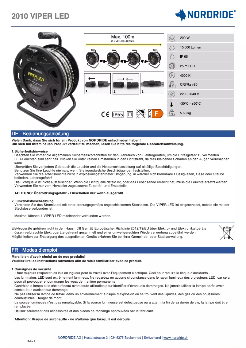 Page n°1 - Manuel utilisateur Nordride 2010 VIPER LED