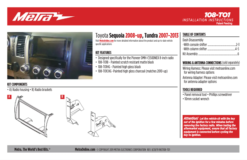 Page n°1 - Manuel utilisateur Metra 108-TO1B