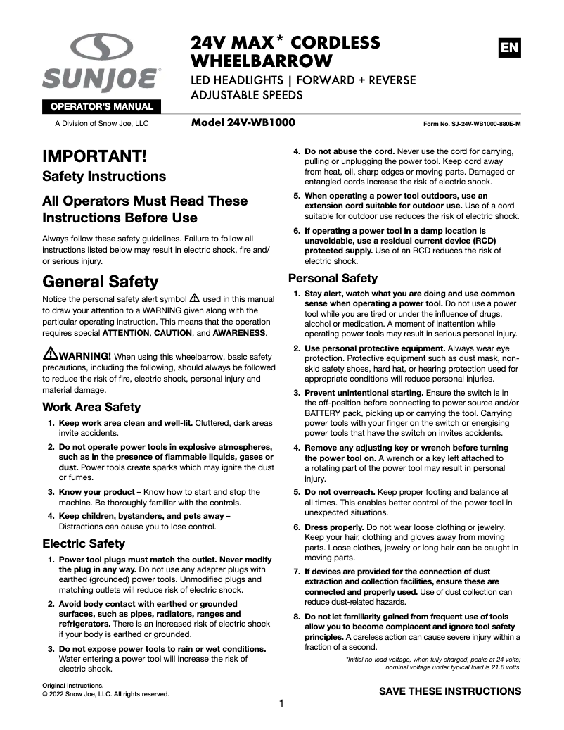 Image de la première page du manuel de l'appareil 24V-WB1000