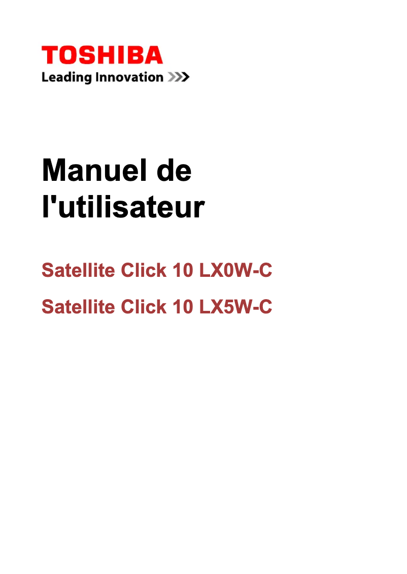 Page n°1 - Manuel utilisateur Toshiba Satellite Click 10 LX0W-C