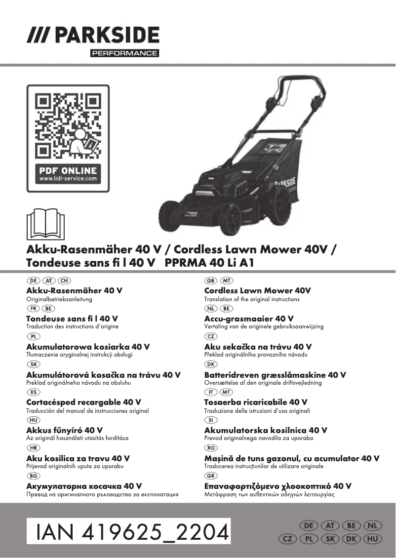 Página 1 del manual Manual de usuario Parkside PRMA 40 Li A