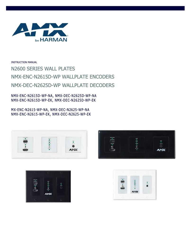 Page 1 de la notice Manuel utilisateur AMX NMX-ENC-N2615-WP