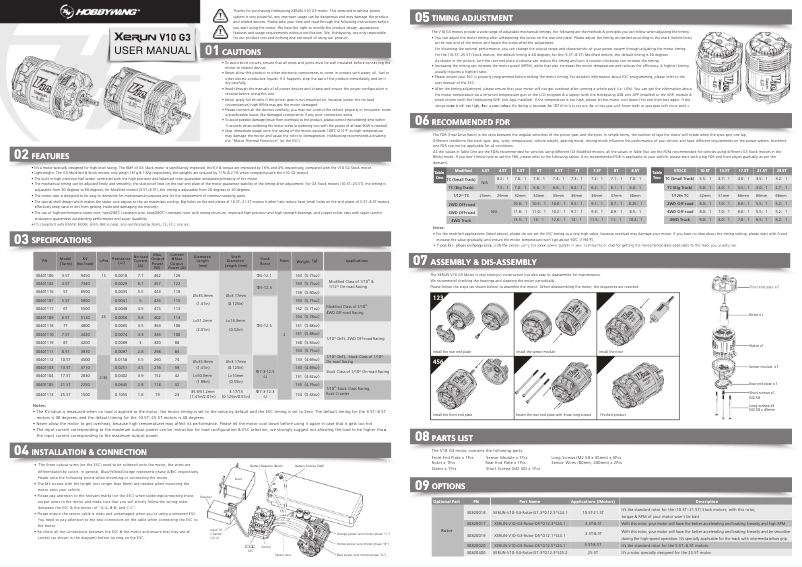 Page 1 de la notice Manuel utilisateur Hobbywing Xerun V10 G3