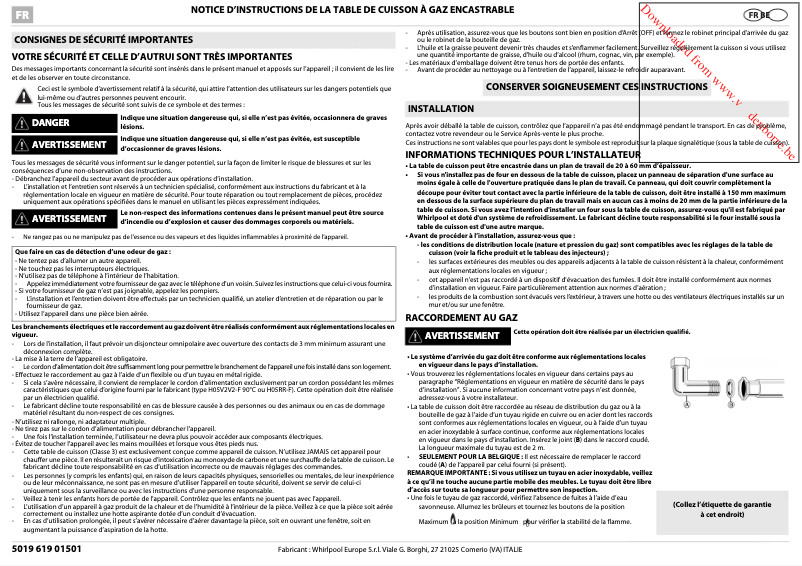 Page 1 de la notice Manuel utilisateur Whirlpool AKR 3580/IX