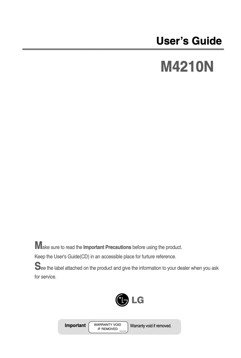 Page n°1 - Manuel utilisateur LG M4210N