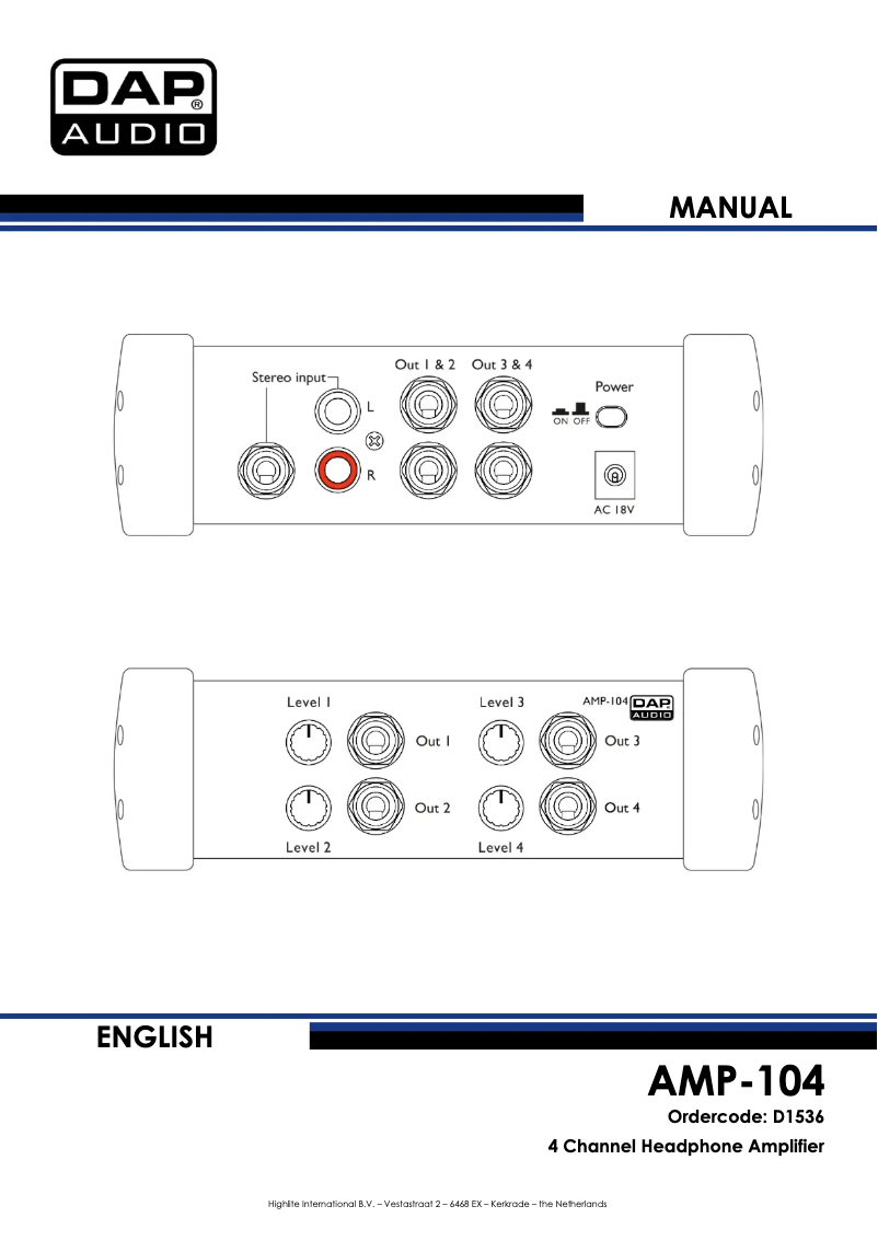 Página 1 del manual Manual de usuario DAP-Audio AMP-104
