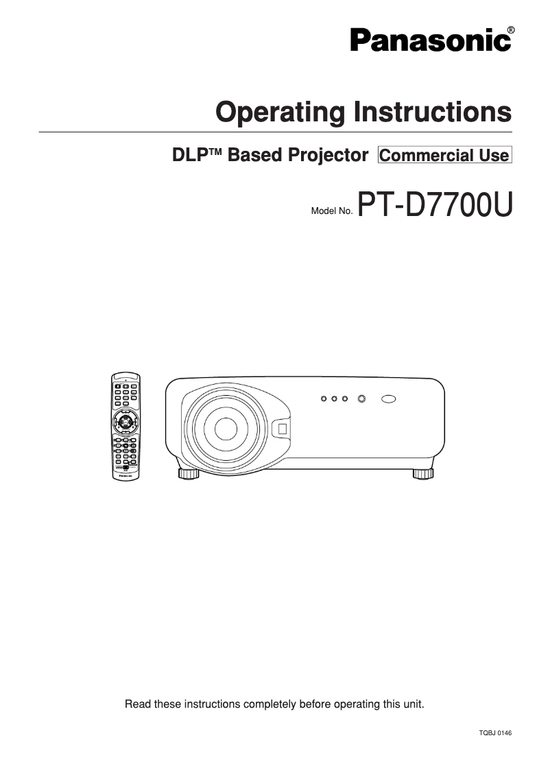 Page 1 of the manual User Manual Panasonic PT-D7700U