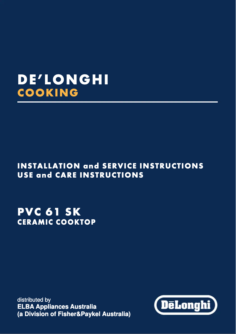 Page 1 de la notice Manuel utilisateur DeLonghi PVC 61 SK