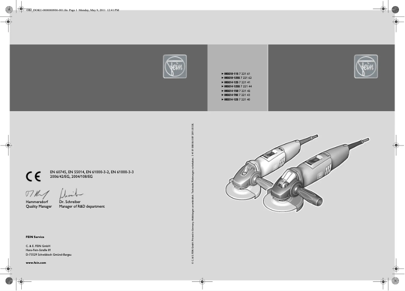 Page 1 de la notice Manuel utilisateur Fein WPO 14-25 E