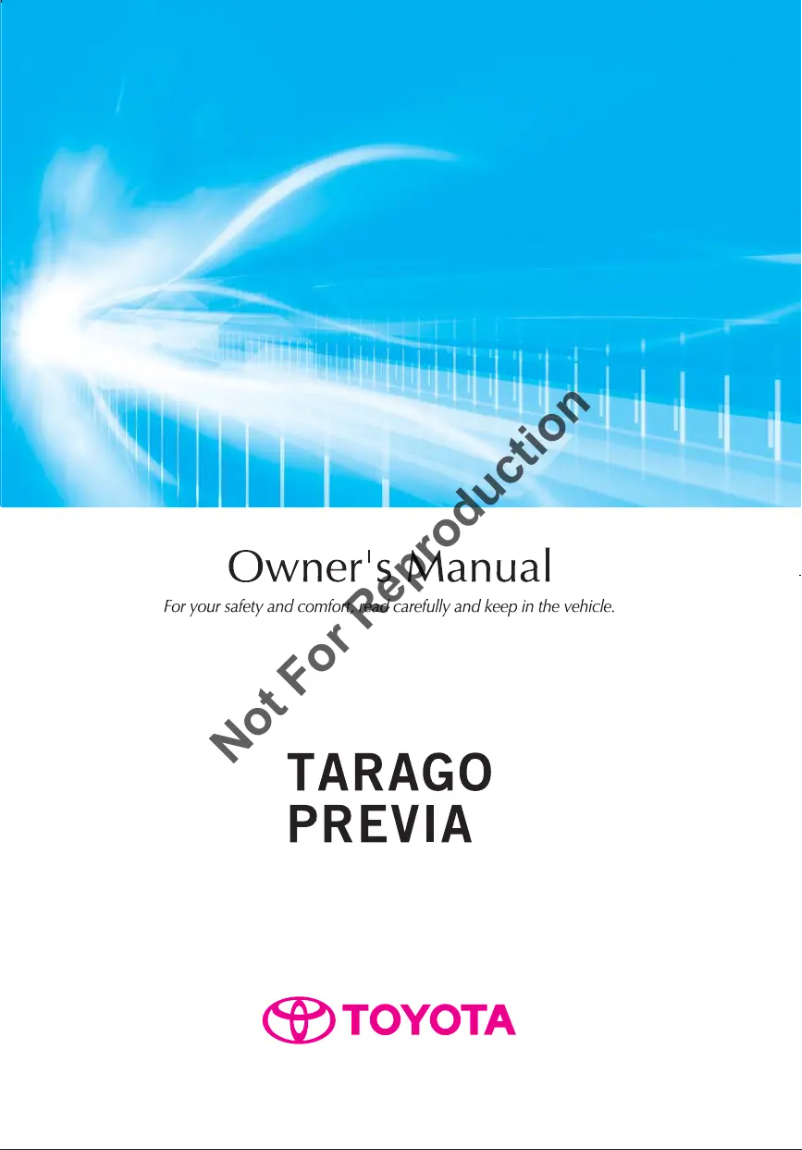 Page n°1 - Manuel utilisateur Toyota Tarago (2012)