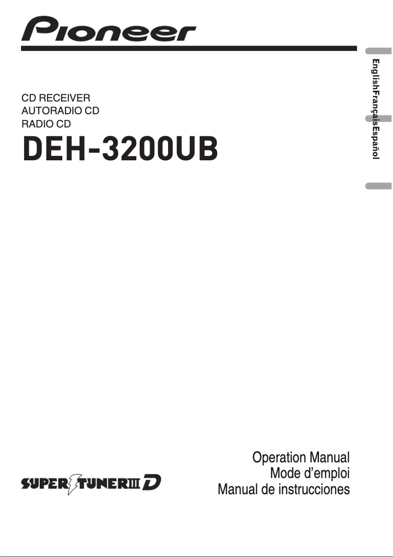 Image de la première page du manuel de l'appareil DEH-3200UB
