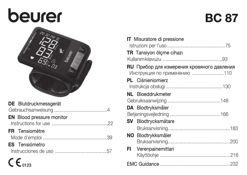 Image de la première page du manuel de l'appareil BC 87