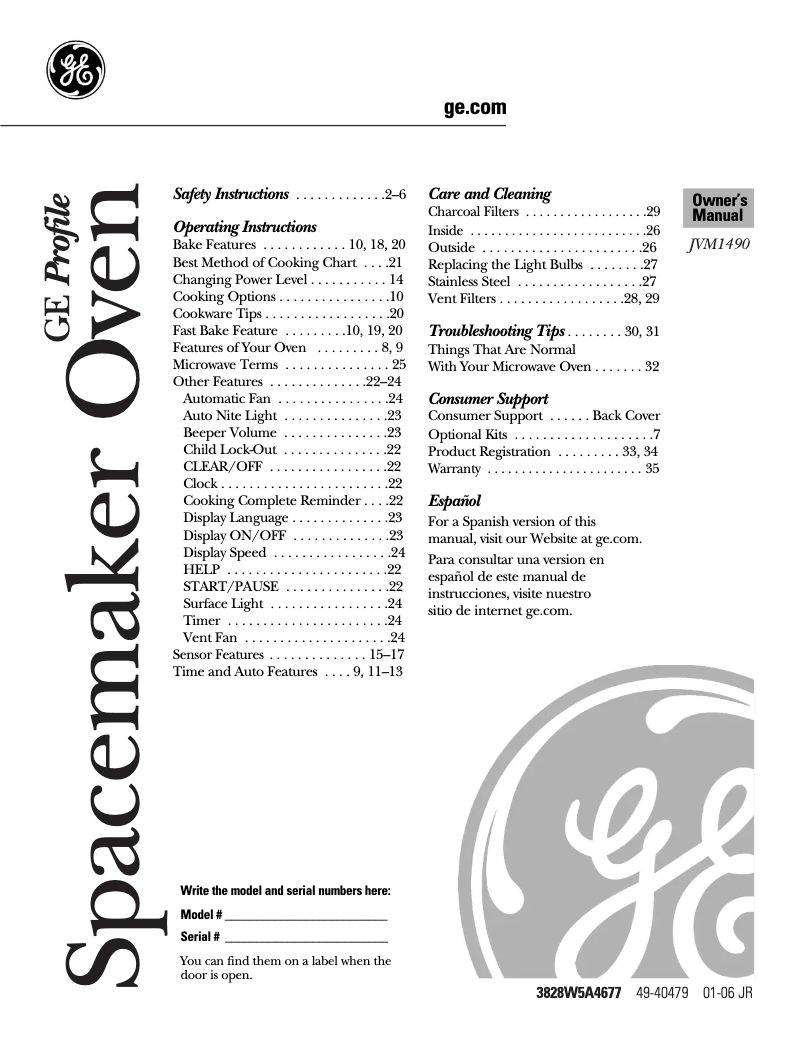 Image de la première page du manuel de l'appareil JVM1490WH