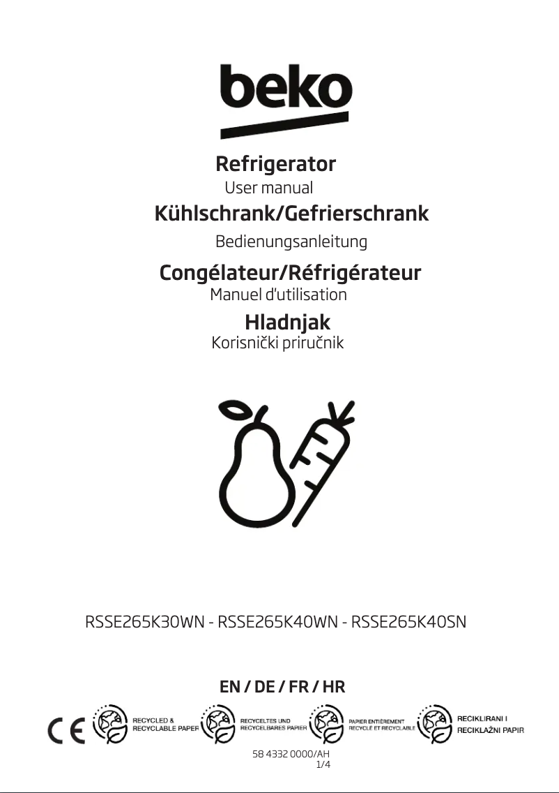 Image de la première page du manuel de l'appareil RSSE265K40SN