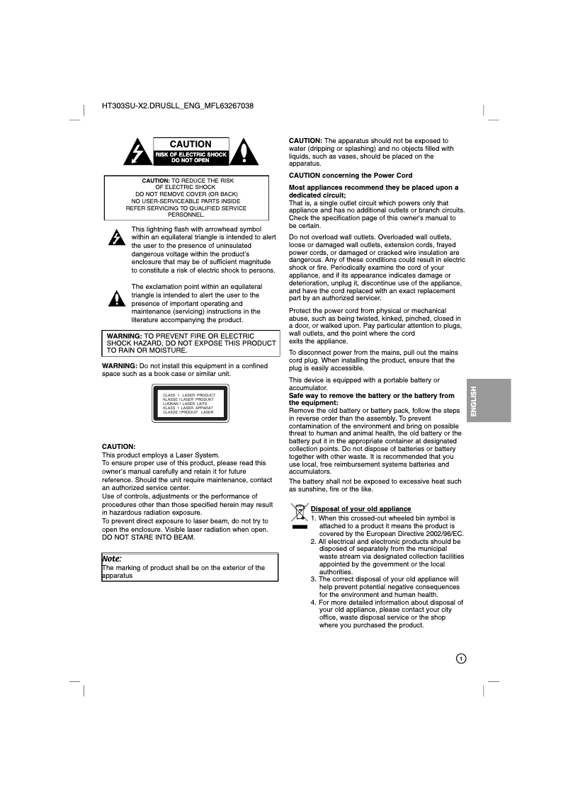 Image de la première page du manuel de l'appareil LH-T3039X