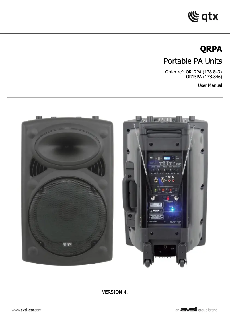 Page 1 de la notice Manuel utilisateur Qtx QR12PA
