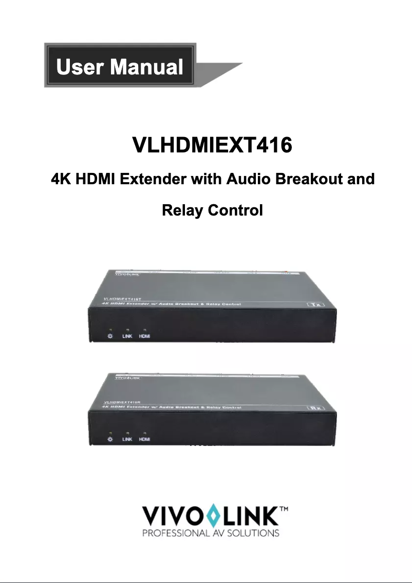Page 1 de la notice Manuel utilisateur Vivolink VLHDMIEXT416