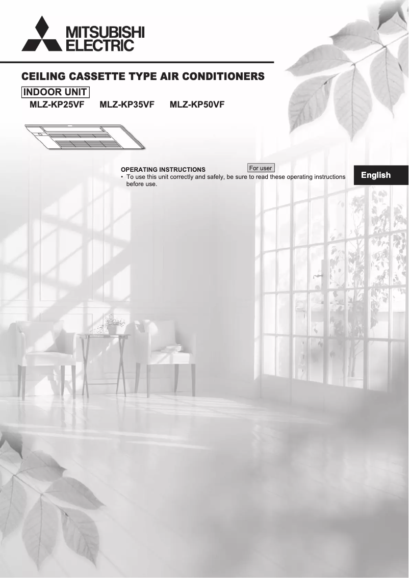 Page 1 de la notice Manuel utilisateur Mitsubishi MLZ-KP25VF