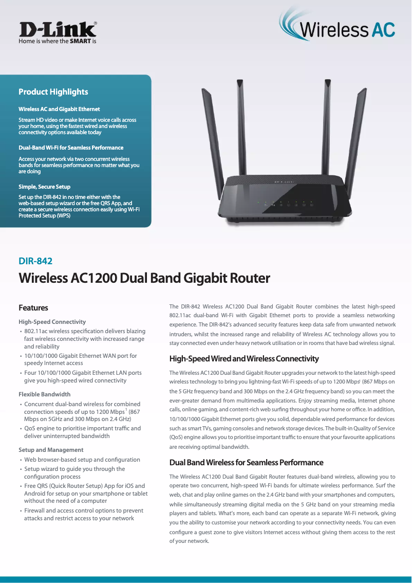 Image de la première page du manuel de l'appareil DIR-842