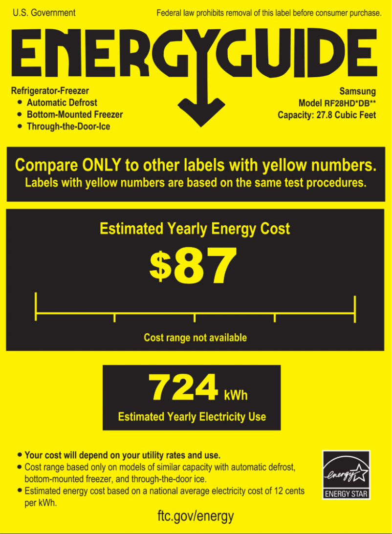 Page n°1 - Label énergétique Samsung RF28HDEDBSR