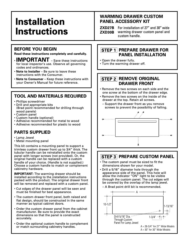 Image de la première page du manuel de l'appareil ZXD30B