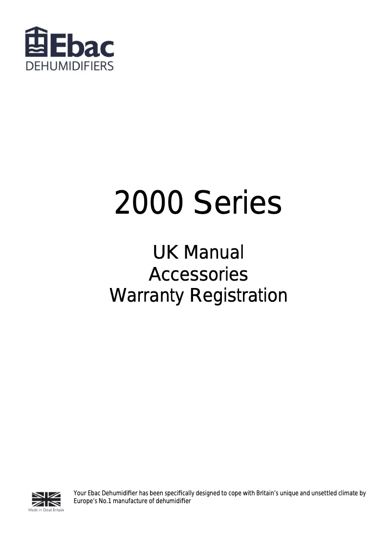 Page 1 de la notice Manuel utilisateur Ebac 2000 Series