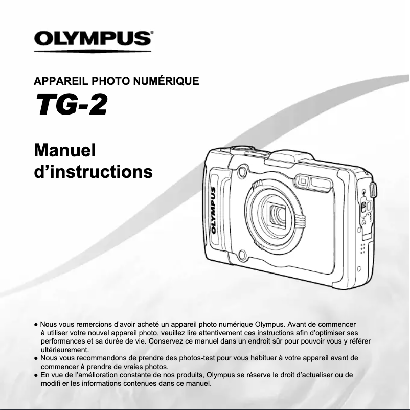 Image de la première page du manuel de l'appareil Tough TG-2