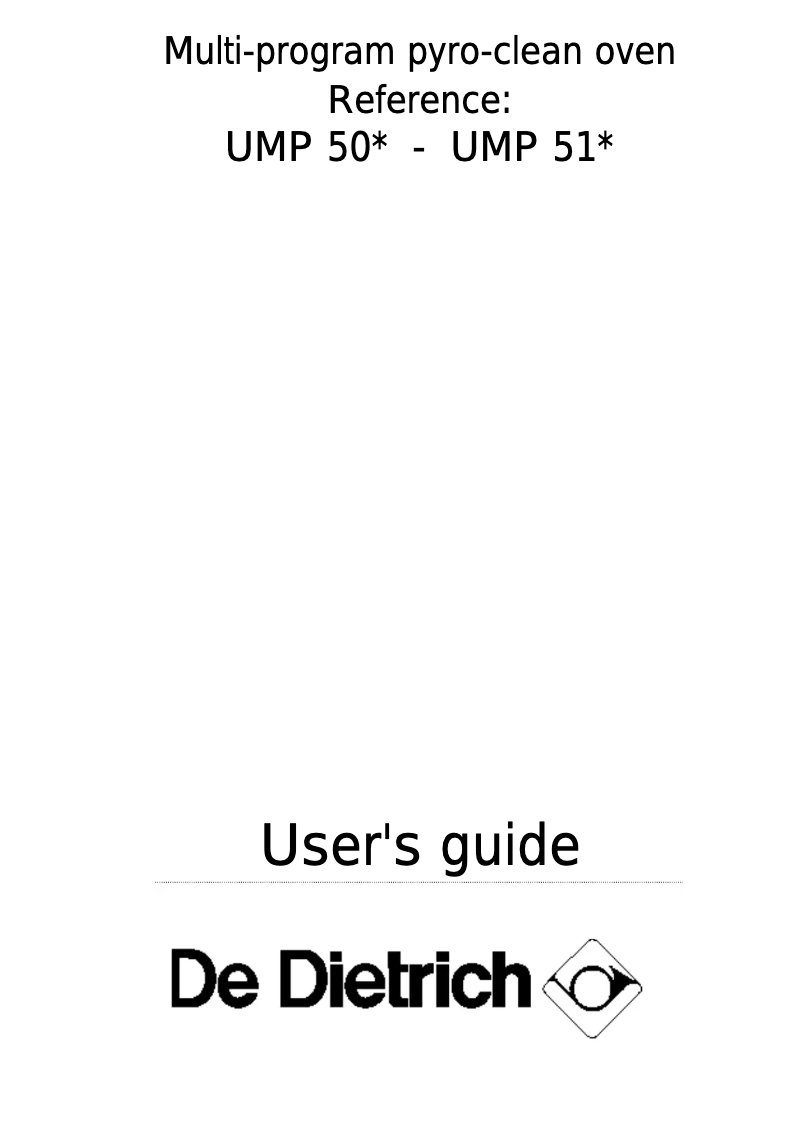 Page 1 de la notice Manuel utilisateur De Dietrich UMP 50