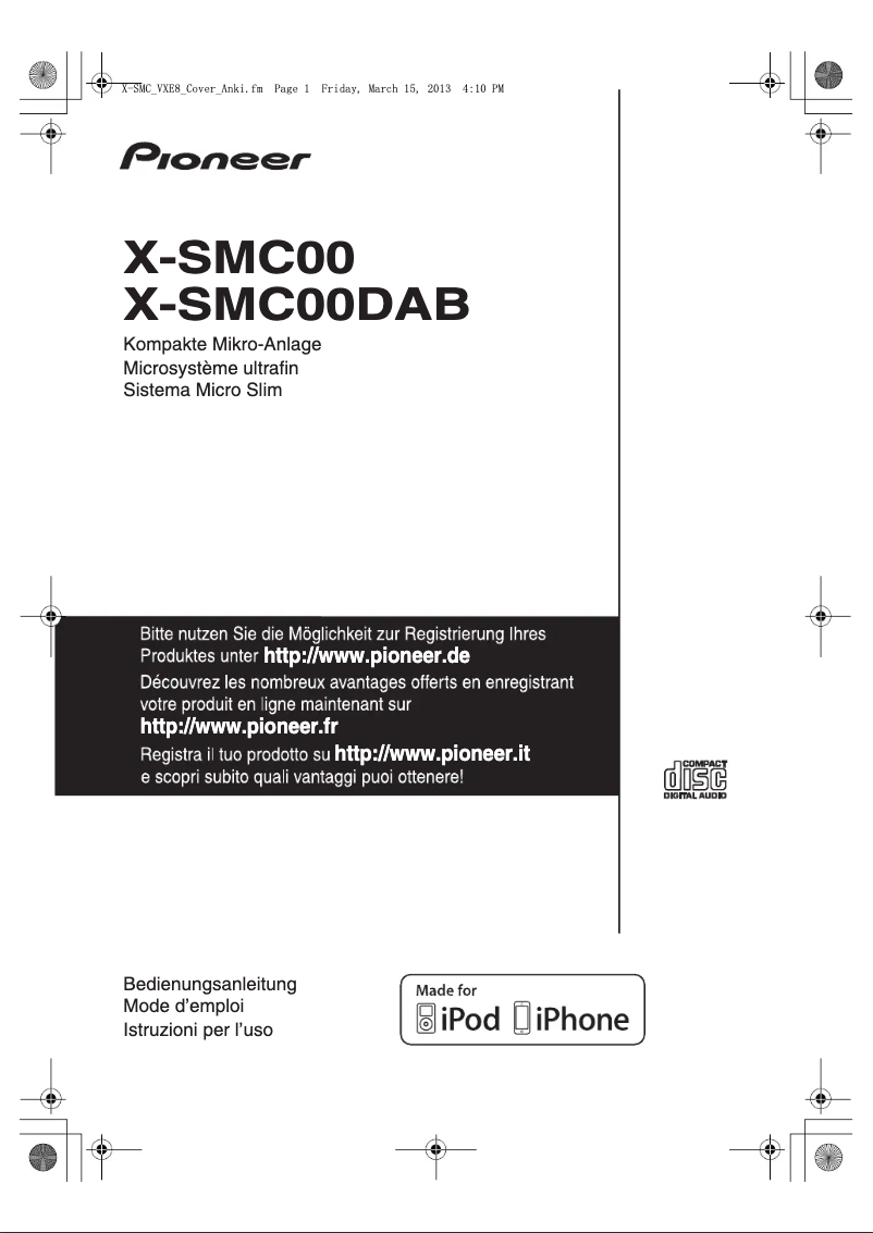 Page 1 de la notice Manuel utilisateur Pioneer X-SMC00DAB