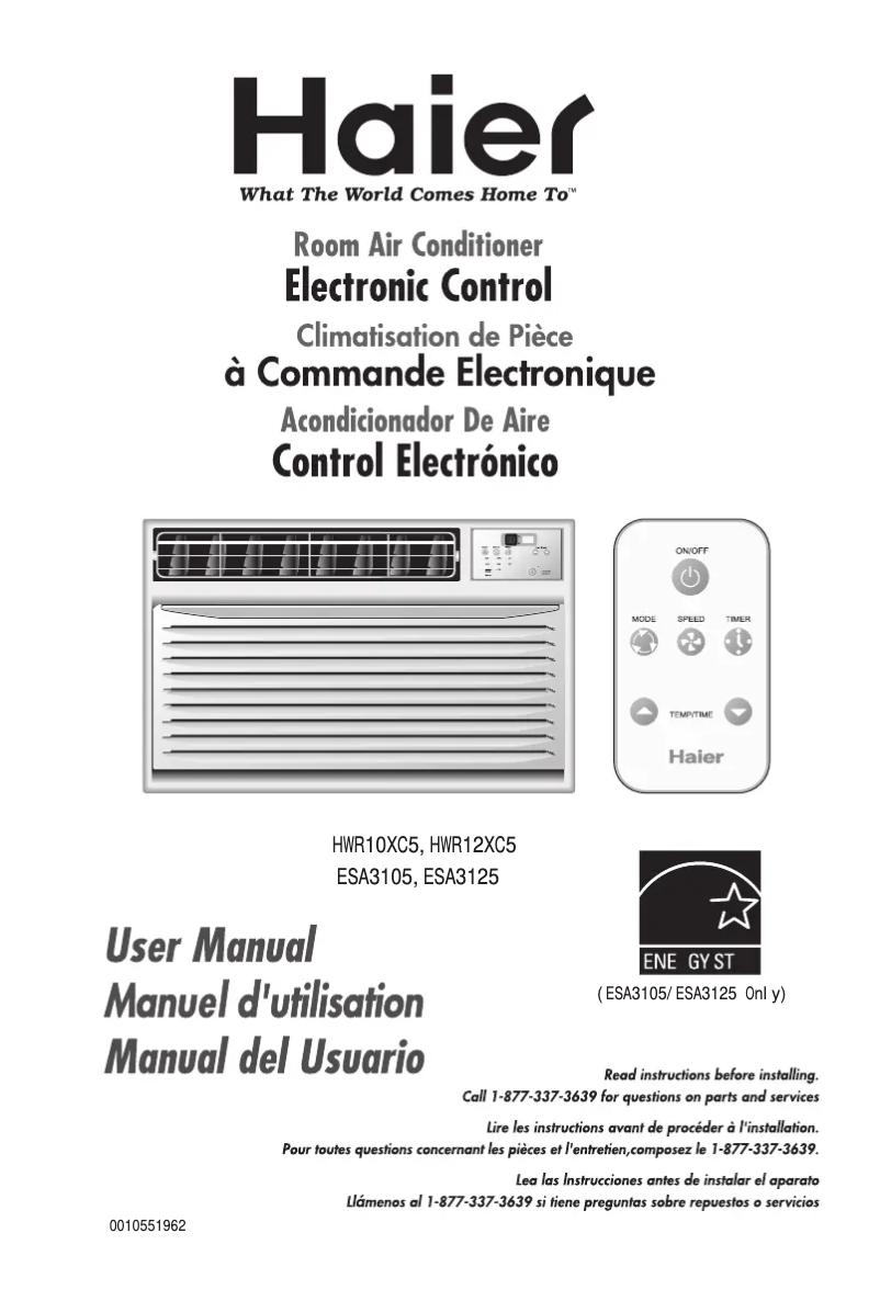 Página 1 del manual Manual de usuario Haier ESA3125