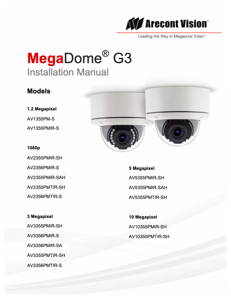 Page 1 de la notice Manuel utilisateur Arecont Vision AV3355PM-H