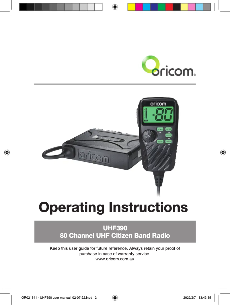 Image de la première page du manuel de l'appareil UHF390TP