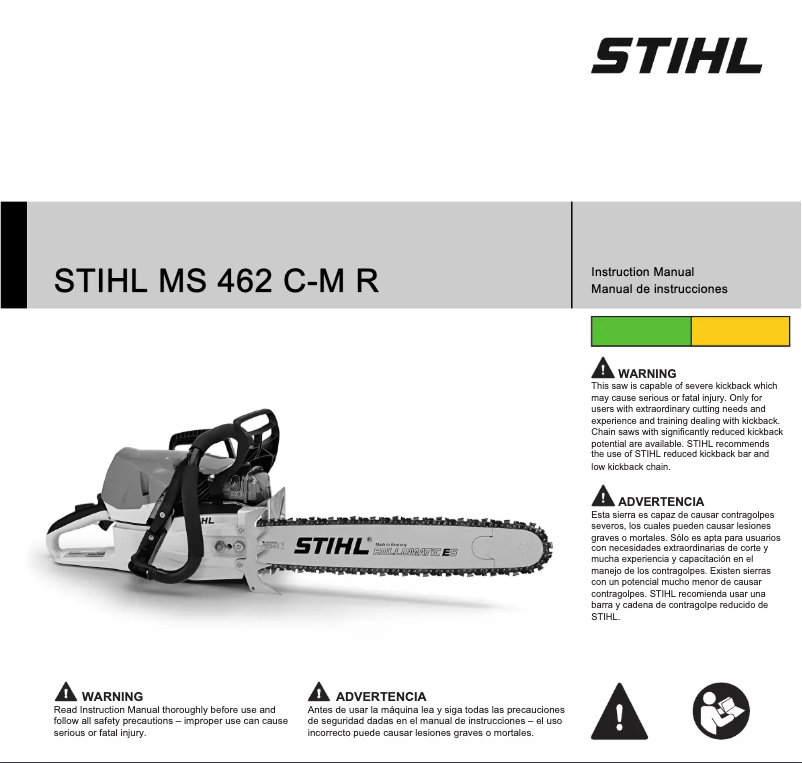 Page 1 de la notice Manuel utilisateur Stihl MS 462 Rescue
