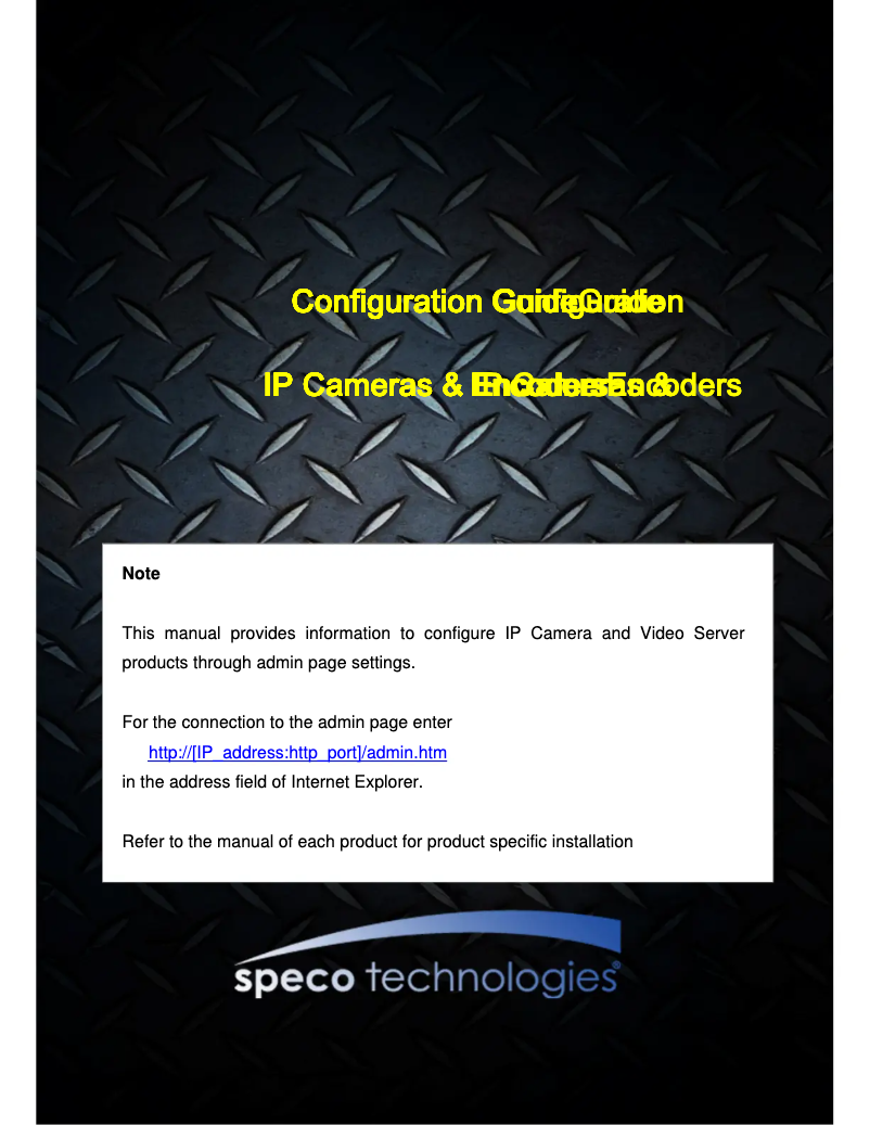 Page n°1 - Manuel utilisateur Speco Technologies Intensifier IP O2i607CM