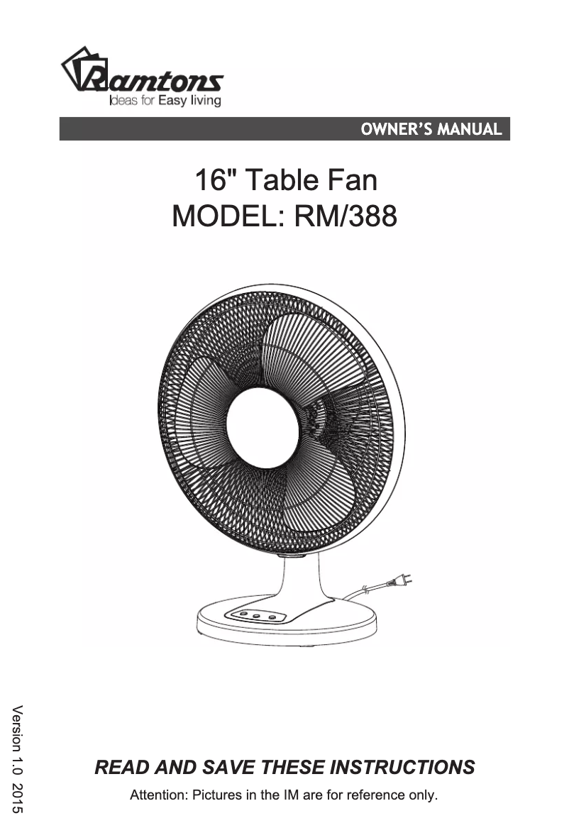 Page 1 de la notice Manuel utilisateur Ramtons RM/388